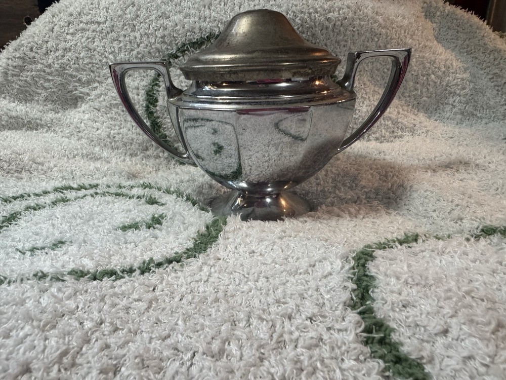 vintage, silver-plated lidded sugar bowl,