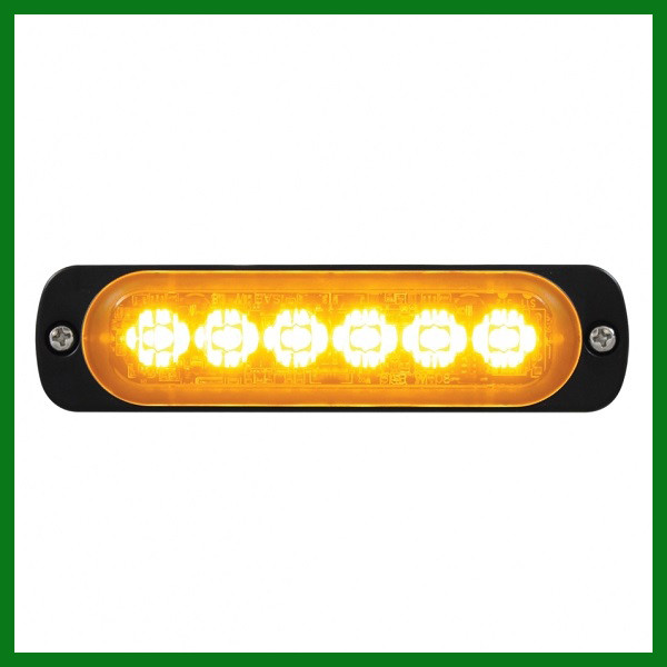 High Power 6 LED 3/8" Super Thin Amber Clear Lens Strobe Warning Surface Mount