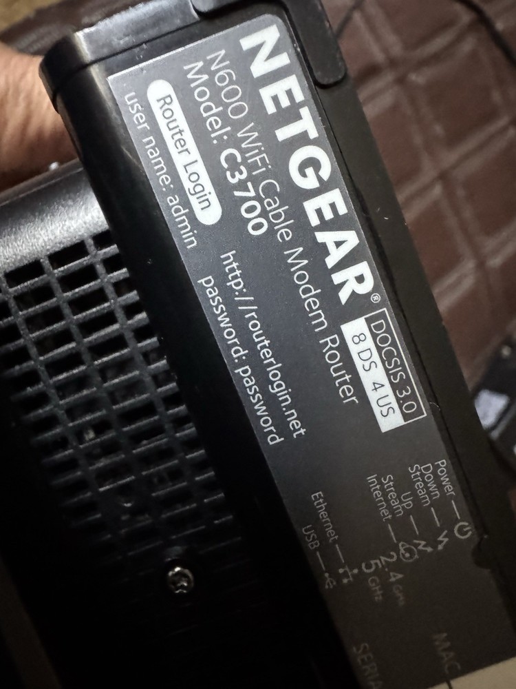Netgear C3700 WiFi Cable Modem Router