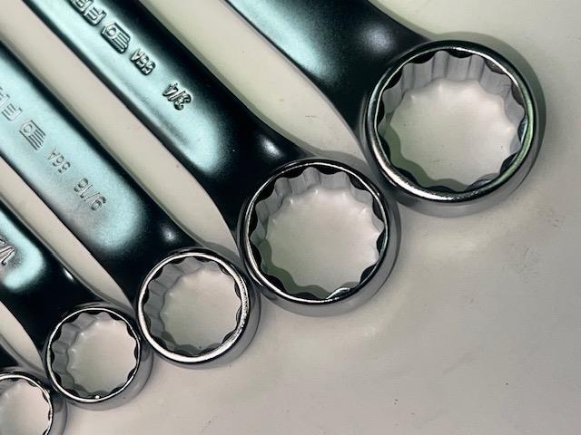 NEW Facom 7pc Set 10° Offset Stubby THIN WALL Box End SAE Wrench Set 1/4-13/16"