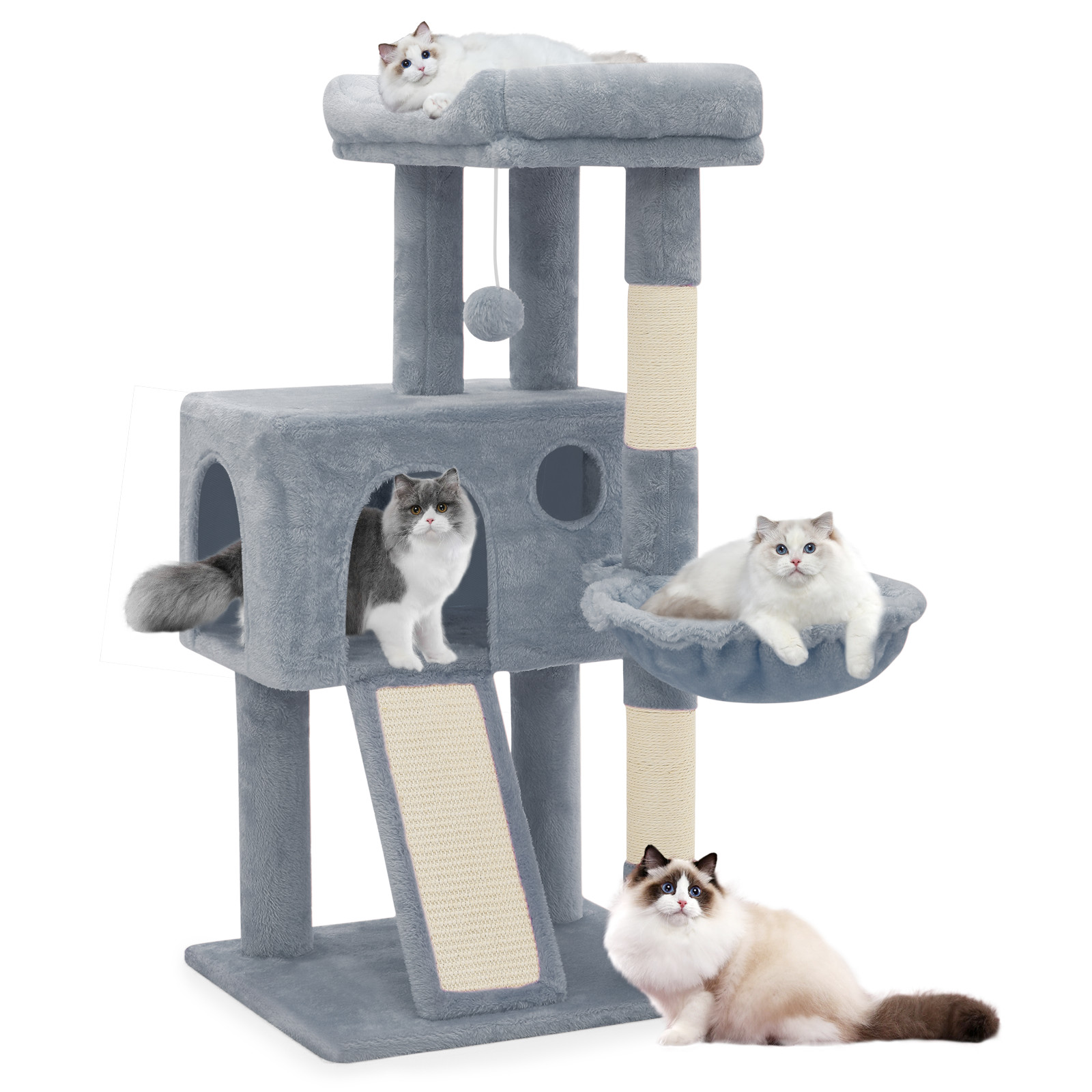 Cat Tree Kitten Playing Condo House Activity Center Light Gray/ Pink/Smoky Gray