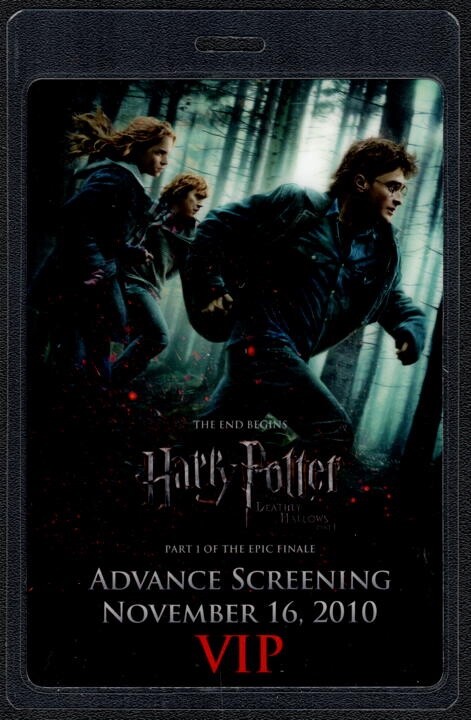 Harry Potter Deathly Hallows Pass - 2010 Laminated Pass