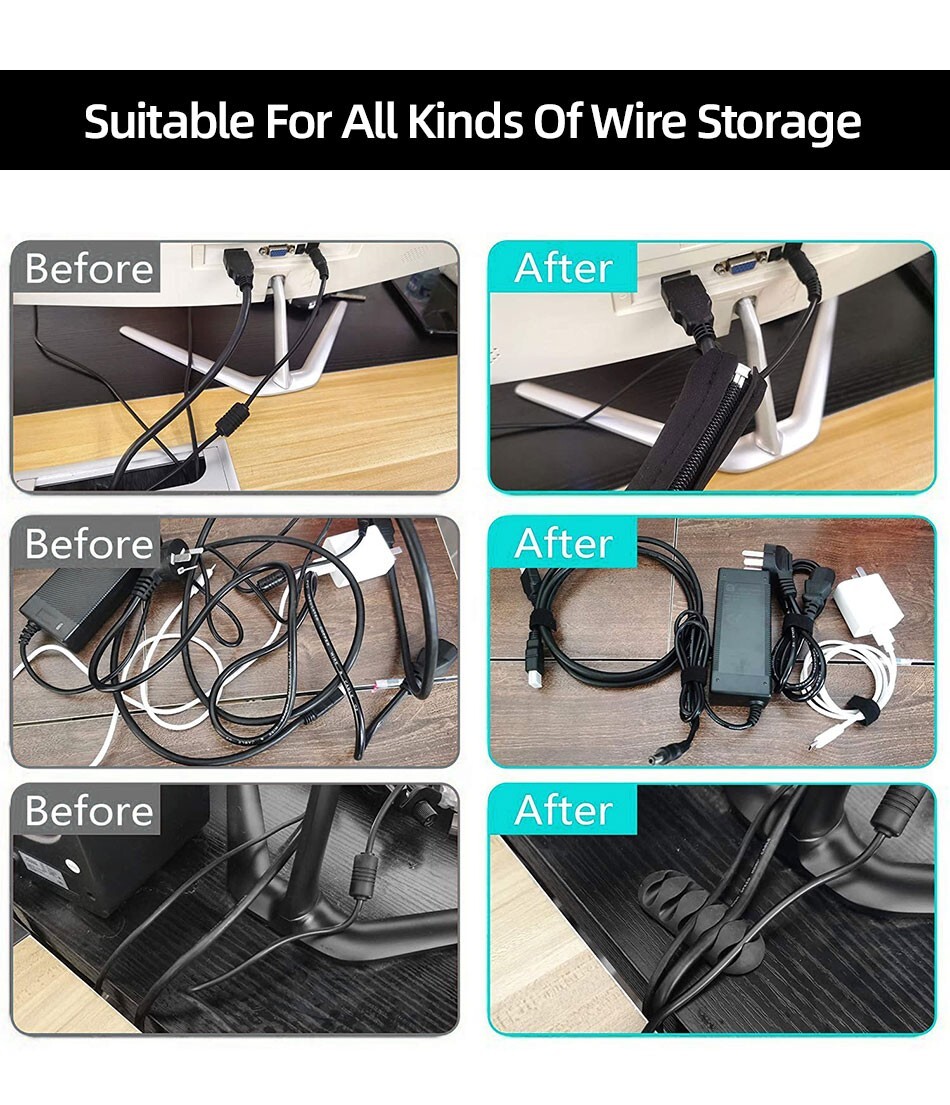 173 pcs. Cable Management Kit Wire/Cord Organizer Zip Ties Holder Clips Adhesive