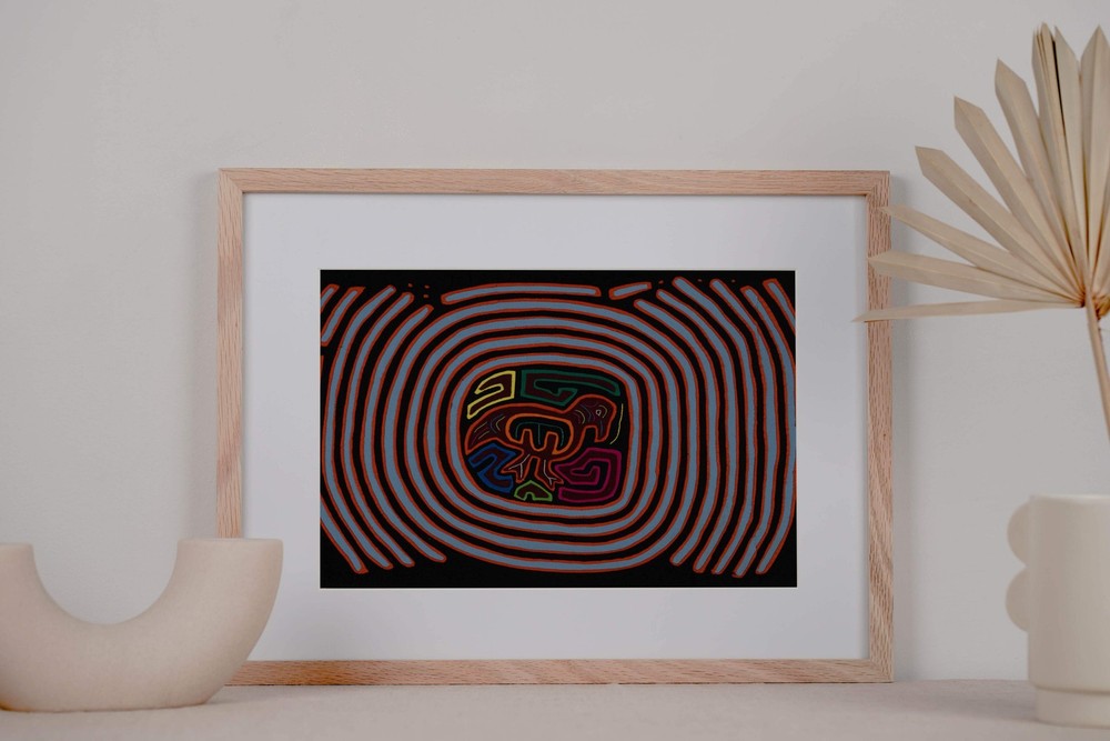 Traditional Orange And Blue Maze Mola