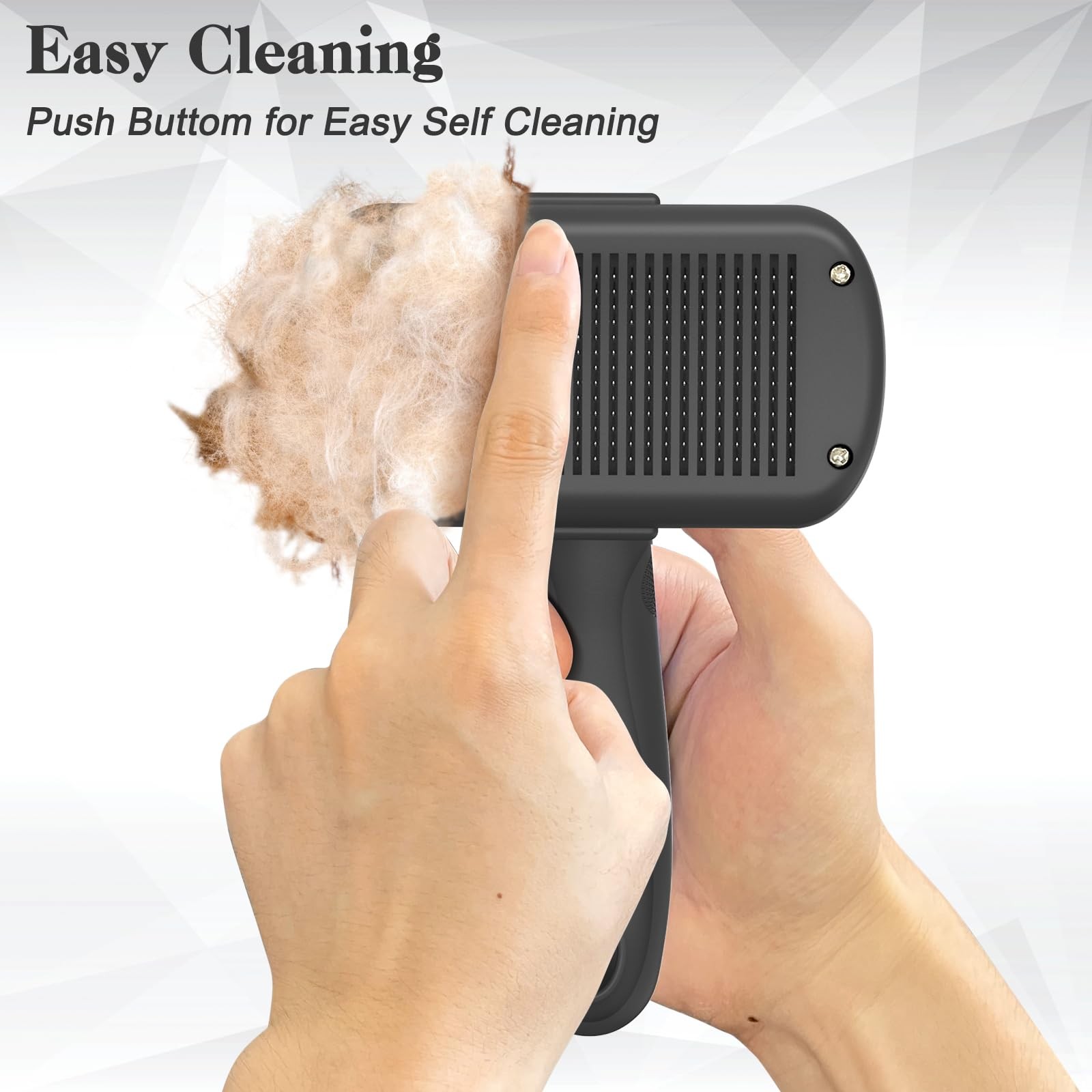 Dipoo Self Cleaning Shedding Brush - Skin Friendly Grooming Tool Large, Black