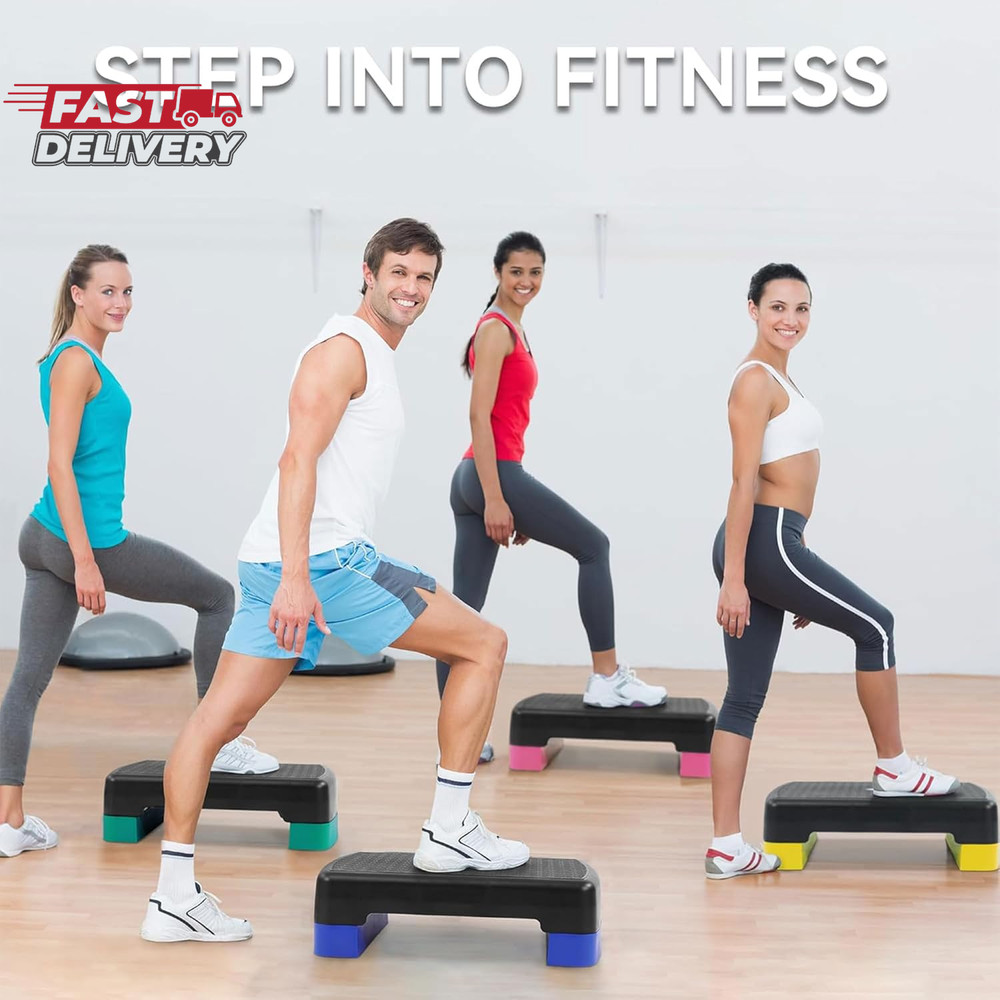 Fitvids Aerobic Step Platform Trainer with Adjustable 2-Level Risers, 400 Pound