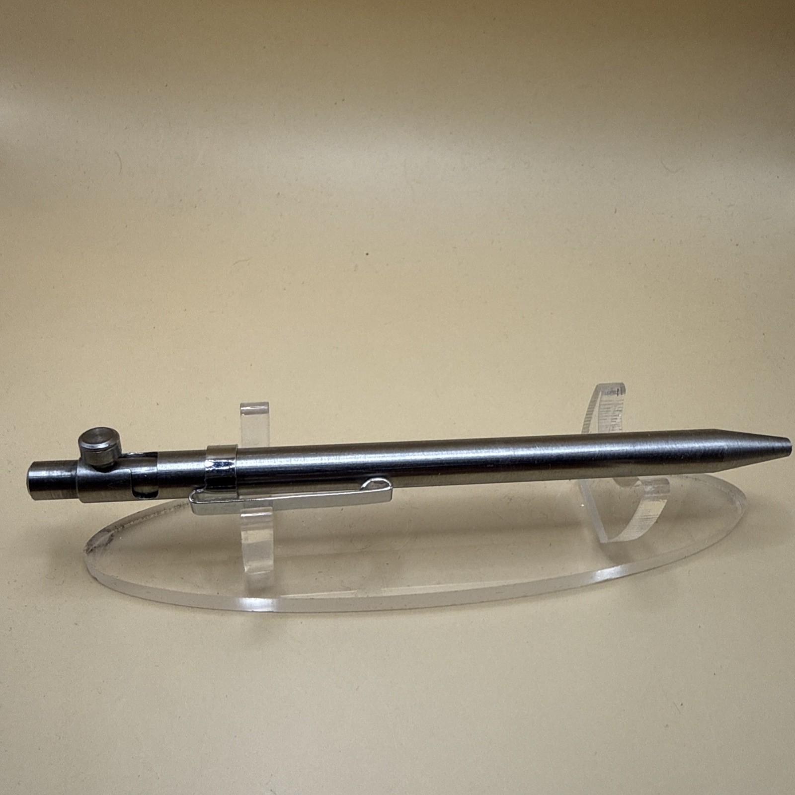 Handmade Stainless Steel Bolt Action Pen With Pocket Clip EDC