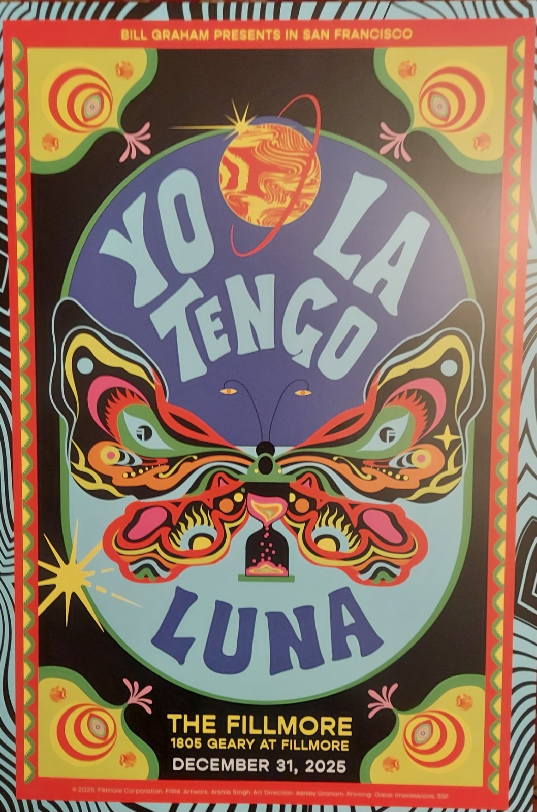 Mint YO LA TENGO LUNA  Fillmore Poster NYE 2025
