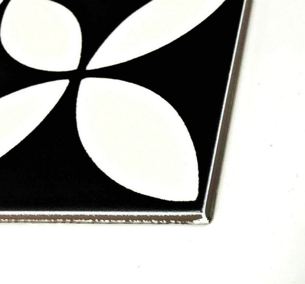 8" x 8" Geo Black Swan Patterned Ceramic Floor Wall Tile Bath (1 PIECE)