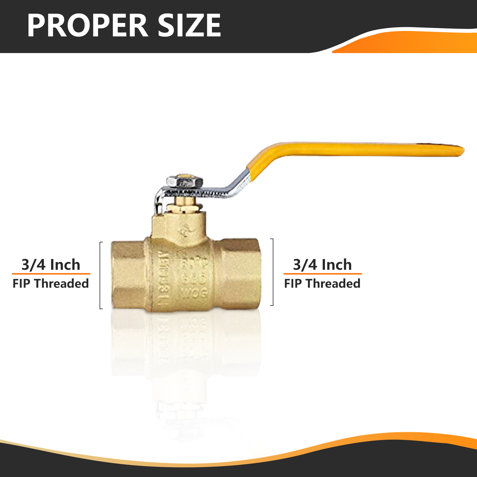 Brass Ball Valve FIP Threaded Yellow 3/4"or 1/2" Female Full Port 600WOG NPT