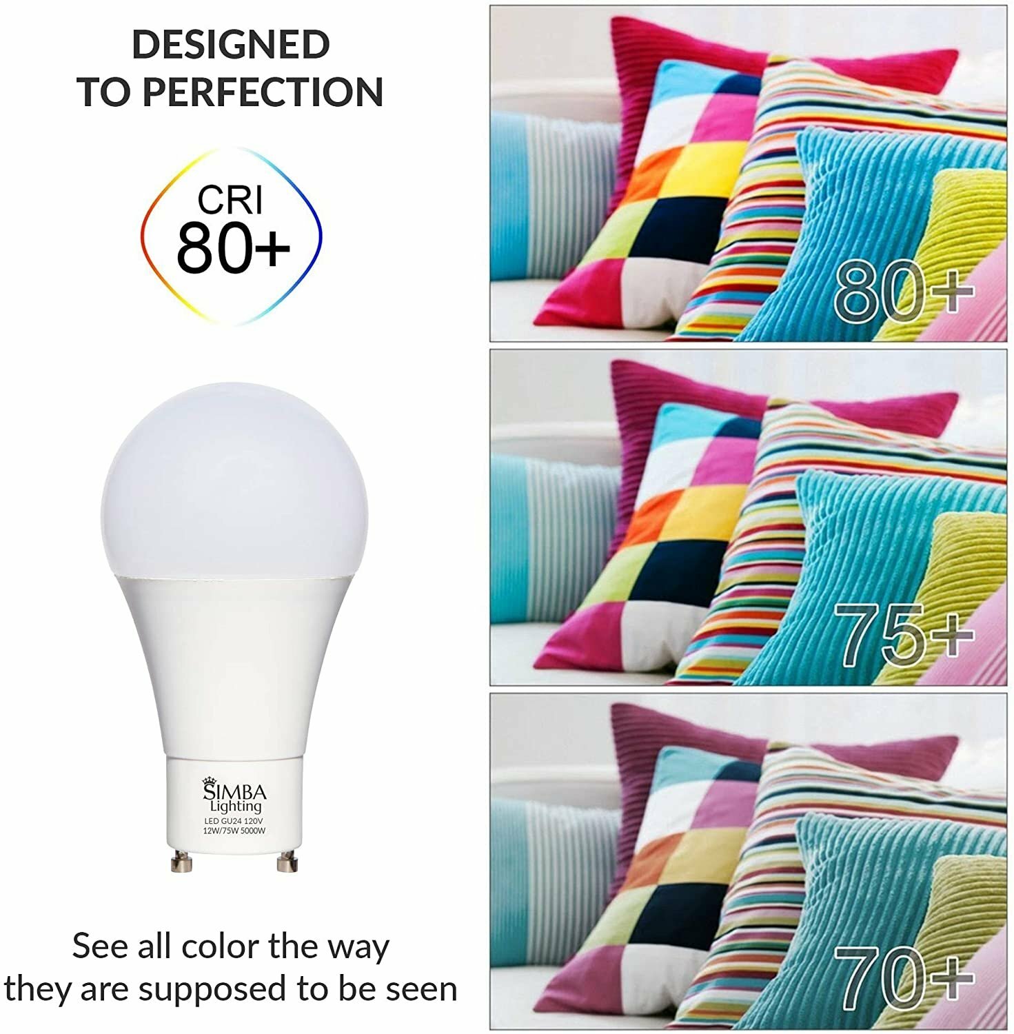 [4 Pack] LED GU24 A19 12W 75W 100W Replacement Twist Base 120V 5000K Daylight