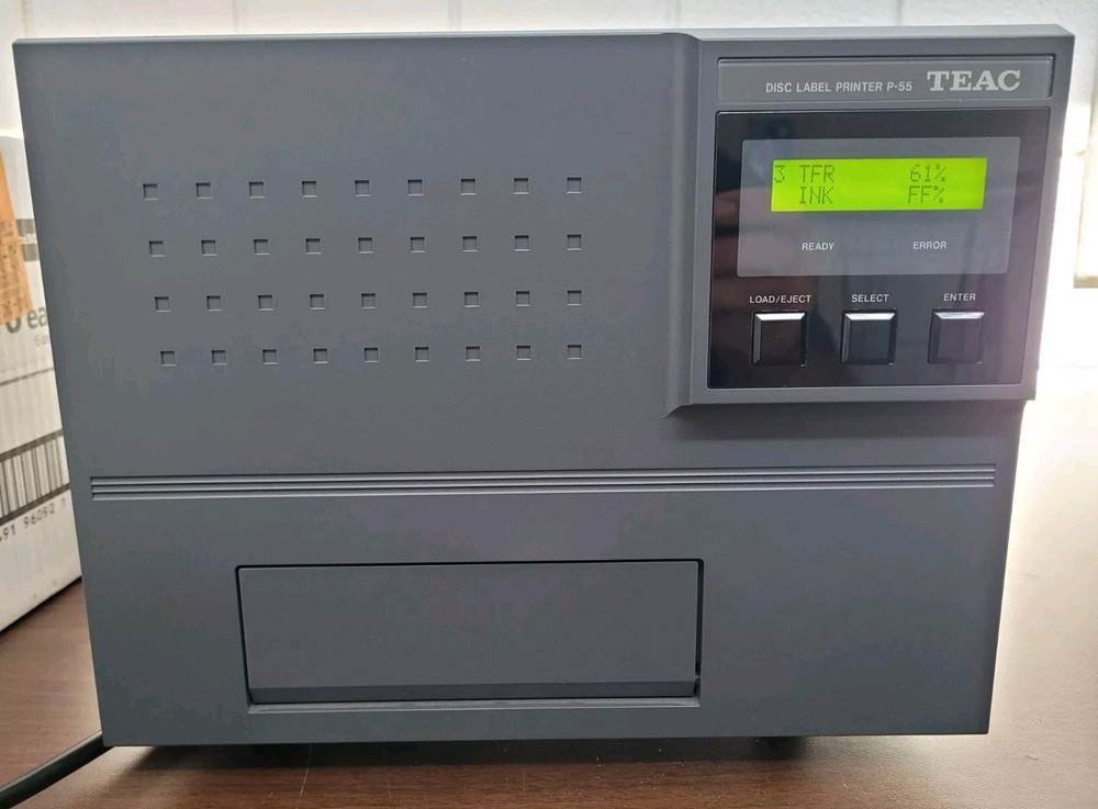 TEAC P-55 CD DVD Blu-ray Optical Disc Dye Sublimation Label Printer No Errors