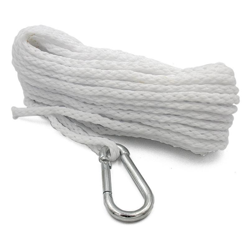 50ft Braided Polypropylene Anchor Line W/ Snap Hook Durable Rot-Resistant Rope