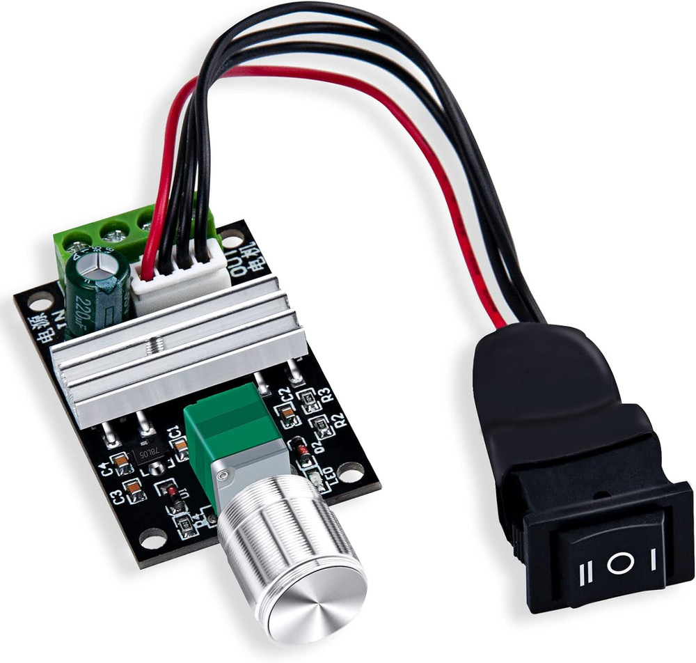 PWM DC Motor Speed Controller, 3A 80W, Reversible with Adjustable Knob