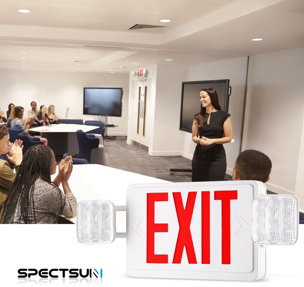 UL Listed 1 Pack - Red Led Emergency Exit Light Battery Exit Sign Combo Set.