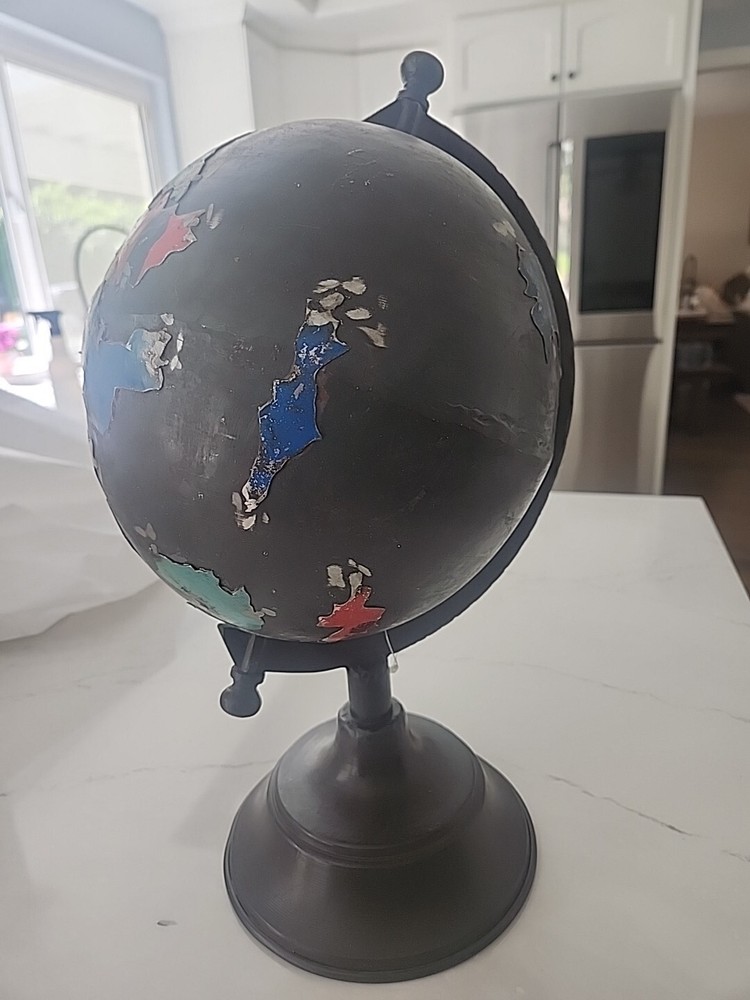 Reclaimed Metal Globe Home Decor, Small