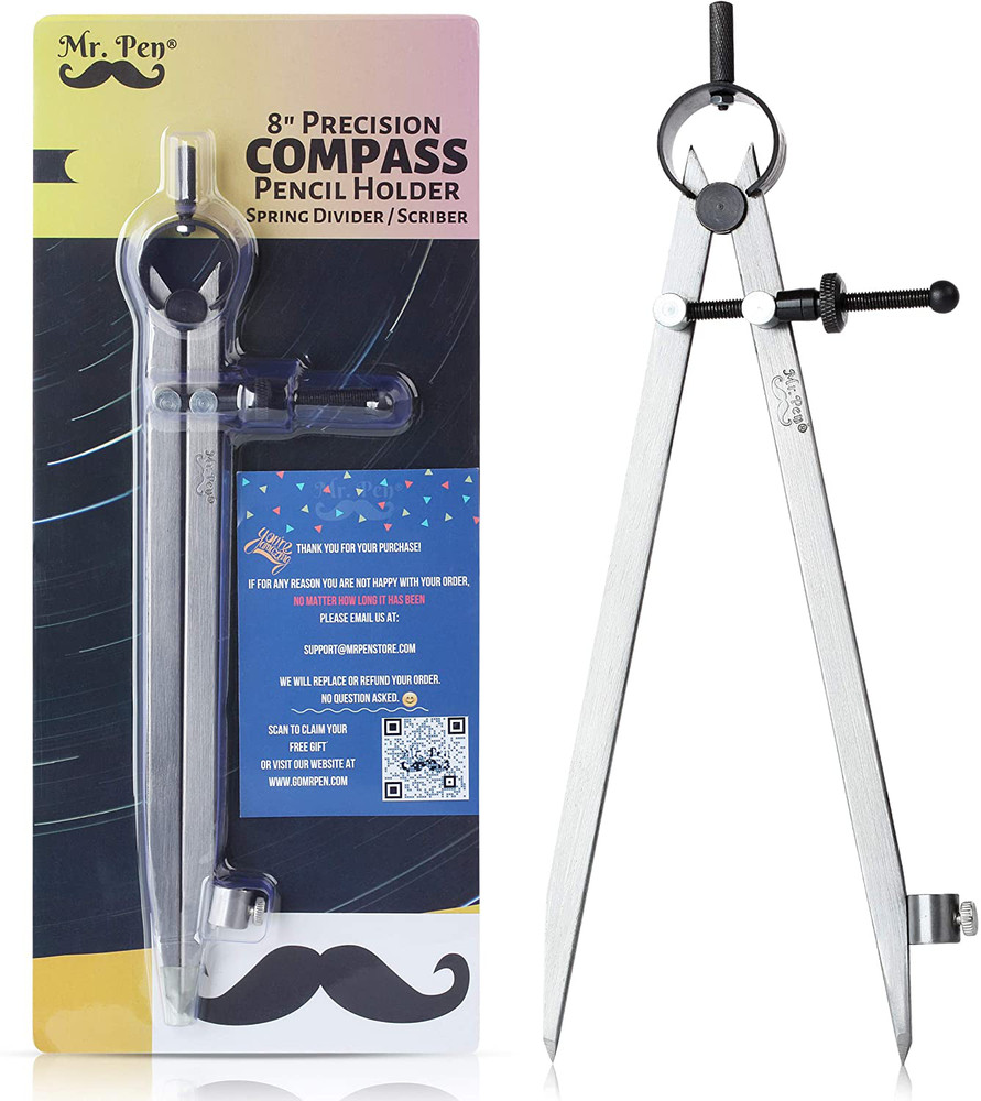Professional Compass for Woodworking, 8 Inch Compass with Wing, Large