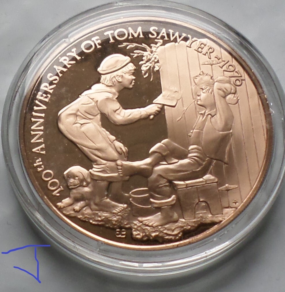 Mark Twain Tom Sawyer Beautiful Vintage Bronze Proof Medal