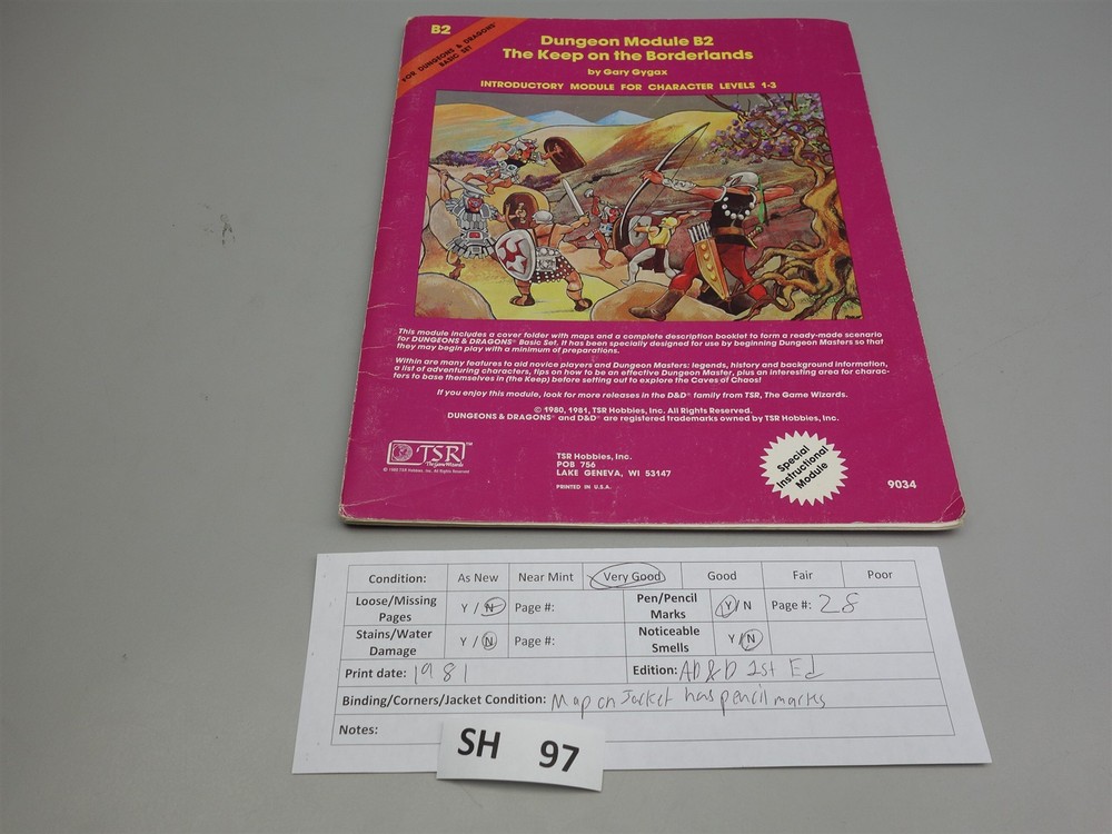 Dungeons & Dragons, D&D: Dungeon Module The Keep on the Borderlands (B2 9034)