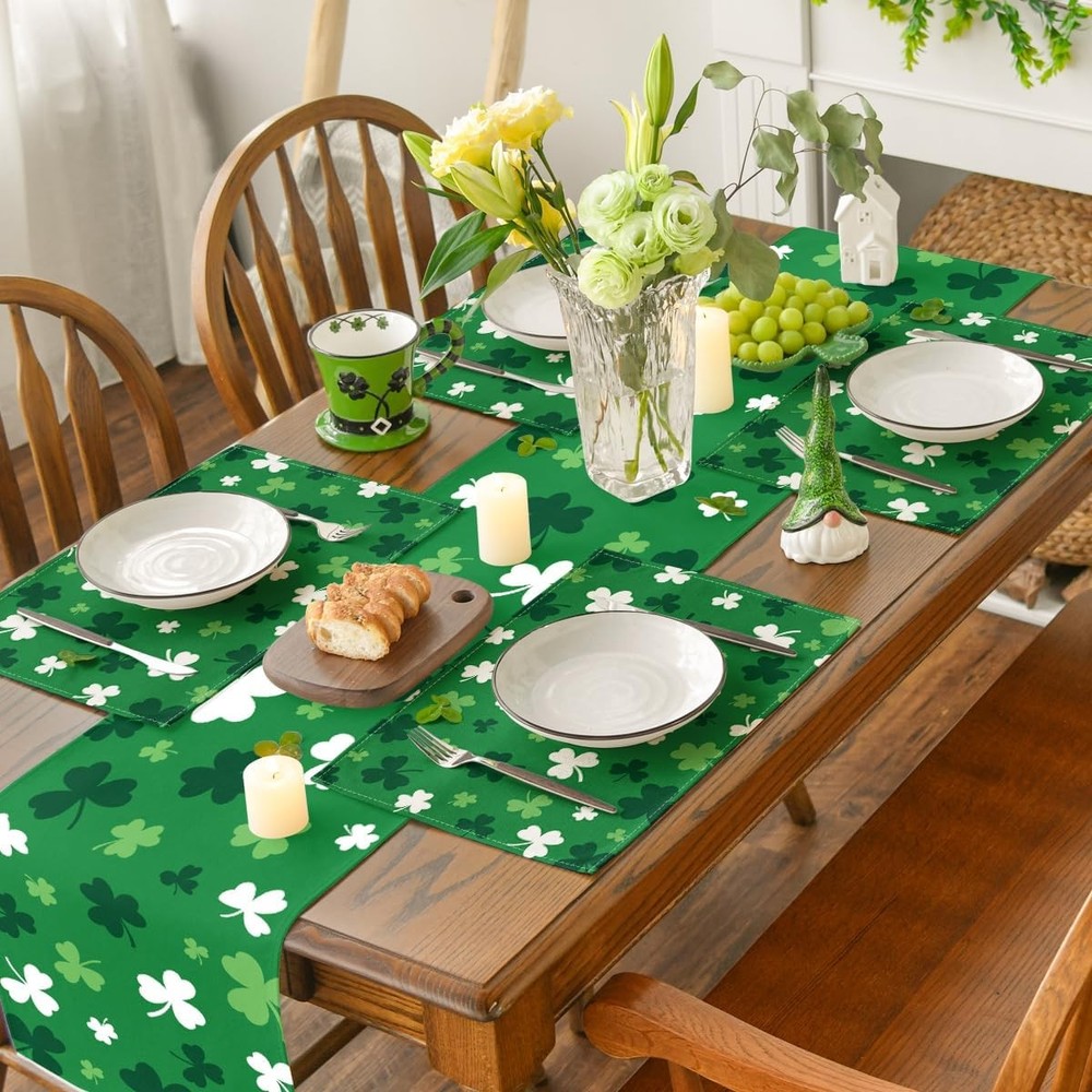 Artoid Mode Green Shamrock St. Patrick's 12 x 18, Rectangular 4 Pcs,