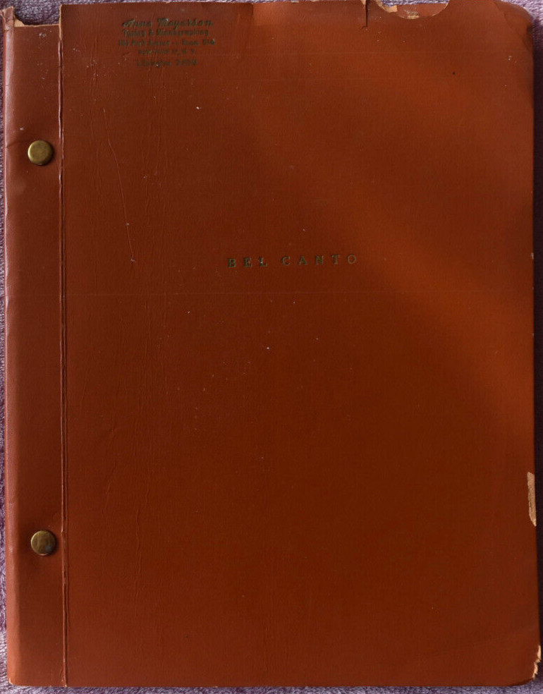 1960 " Bell Canto "  by Robert Hill Original Screenplay Script