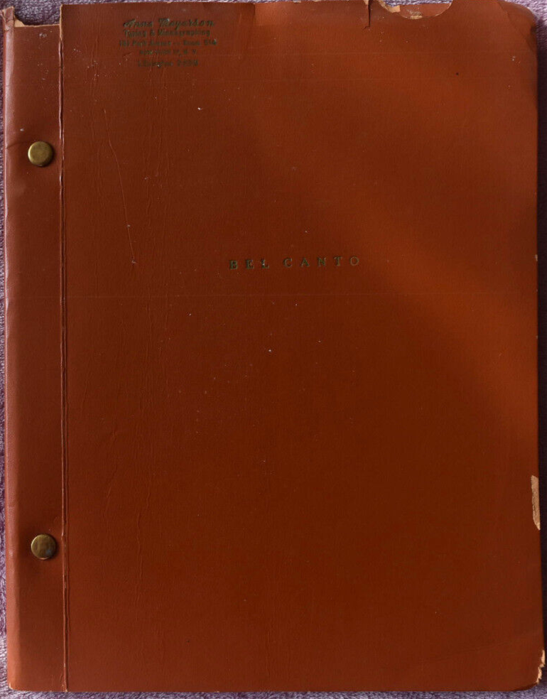 1960 " Bell Canto " by Robert Hill Original Screenplay Script