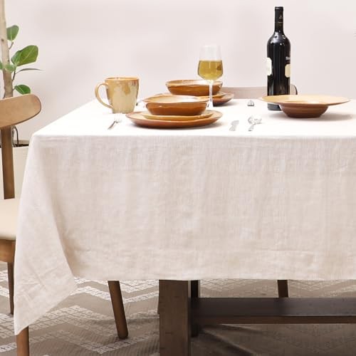 Linen Tablecloth 100% Pure Linen Table Cloth for Rectangle Tables Machine