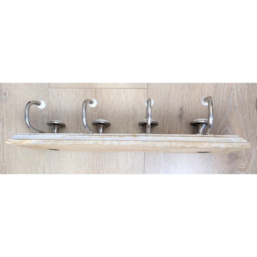 Rustic Wood "KEYS" Wall Mounted Key Rack 4 Metal Hooks Ceramic Knobs Farmhouse