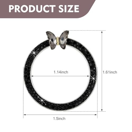 Car Engine Start Stop Decorative Ring, Bling Butterfly Diamond Start 1 PC Black