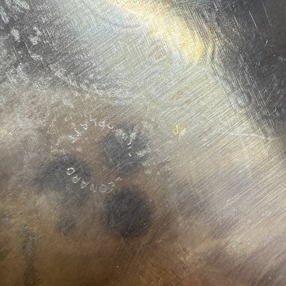 Vintage Leonard Etched Silverplated Serving Tray Platter 8”