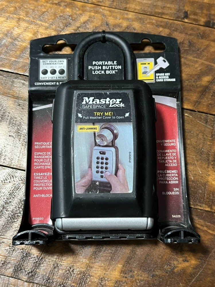 Master Lock SafeSpace Push Button Lock Box Portable Key Safe New Open Box