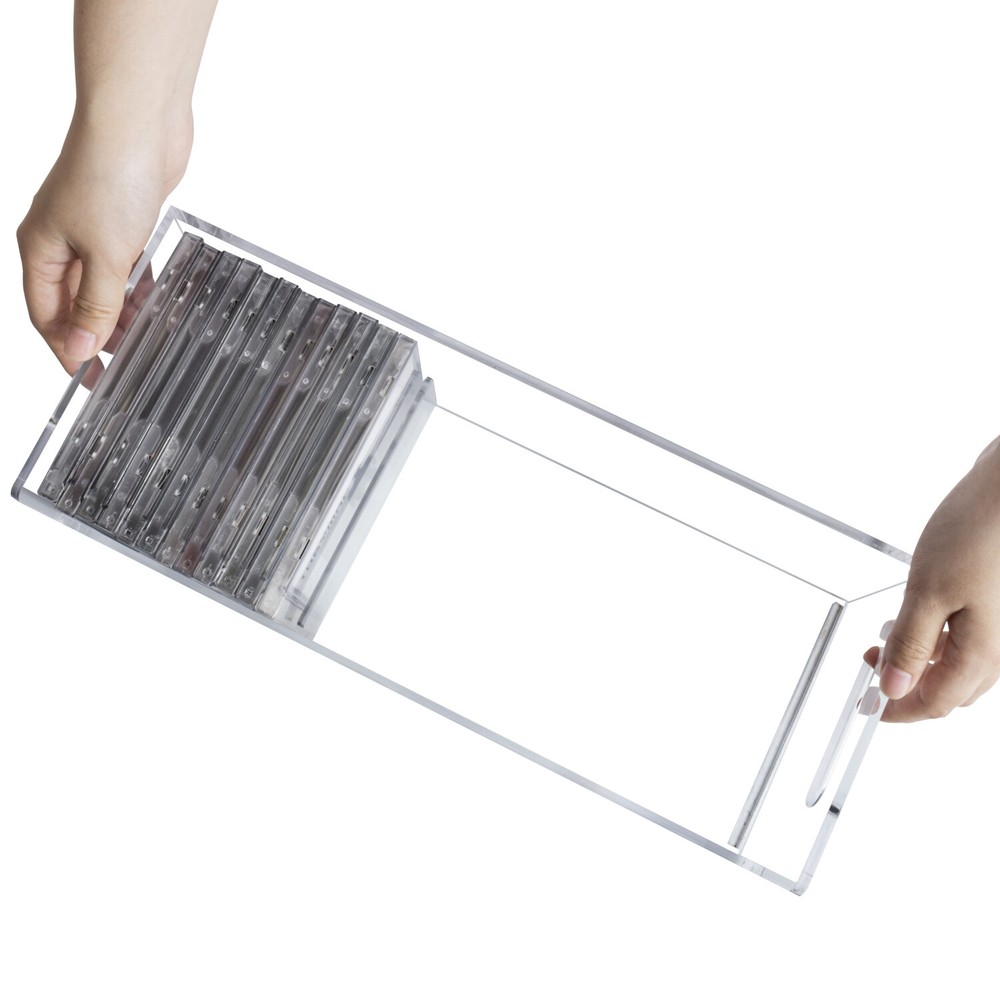 Clear Acrylic Stackable CD Holder Rack, Media Storage Organizer w/ Cutout Handle