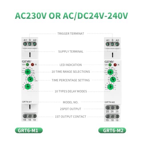 10A MultifunctionTimer Relay 10 Funcitons Time Delay AC/DC24V-240V Grt6-m2
