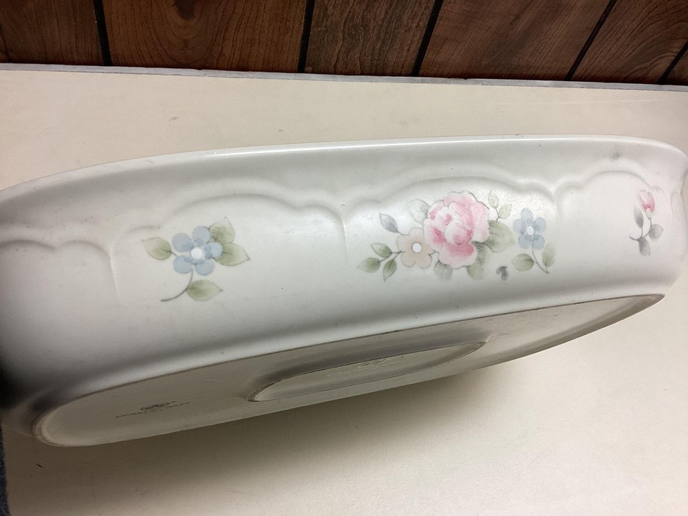 Pfaltzgraff Tea Rose Rectangular Baking Dish Casserole Ovenware USA Floral Pan