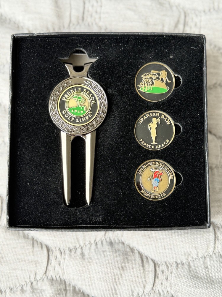 Pebble Beach Four Course Divot Tool & Golf Ball Marker Set