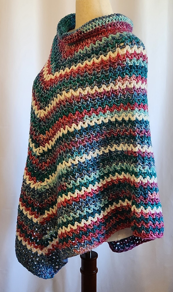 Handmade Crochet Poncho Bitty Stripes LG