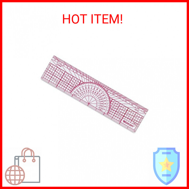 Westcott Protractor Ruler, 6", 15cm, Transparent (W-5)