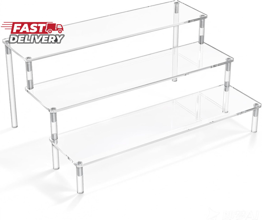 Acrylic Display Risers,Clear Display Risers Stand Small Mini Shelf 3 Tiered Cupc