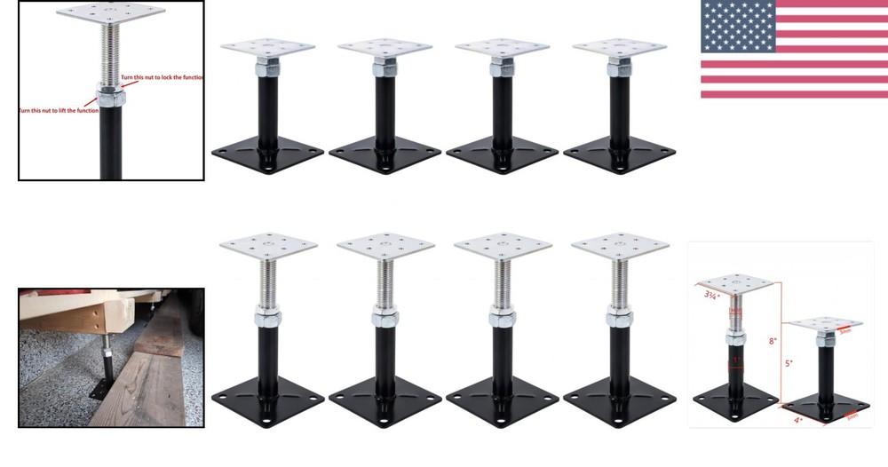 Adjustable Floor Support Jacks - 5000 lb Capacity, Easy to Install - 2-Pack