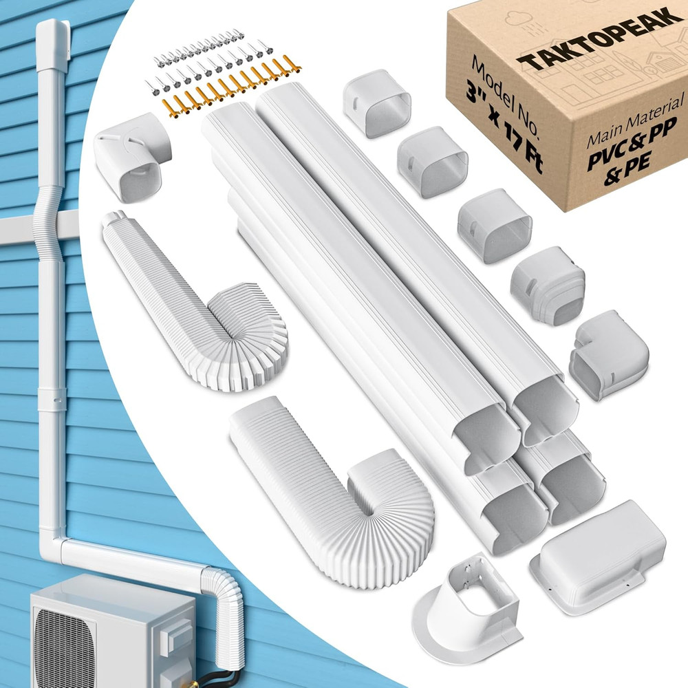 Mini-Split Line Set Cover: 3'' 17 Ft Line Hide for Mini Split Air Conditioner Ce