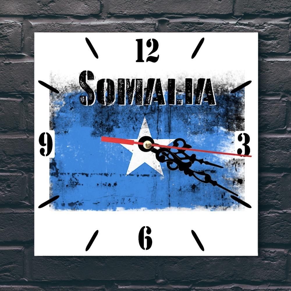 Somalia Flag Wall clock patriots CERAMIC Tile Watch Support Décor