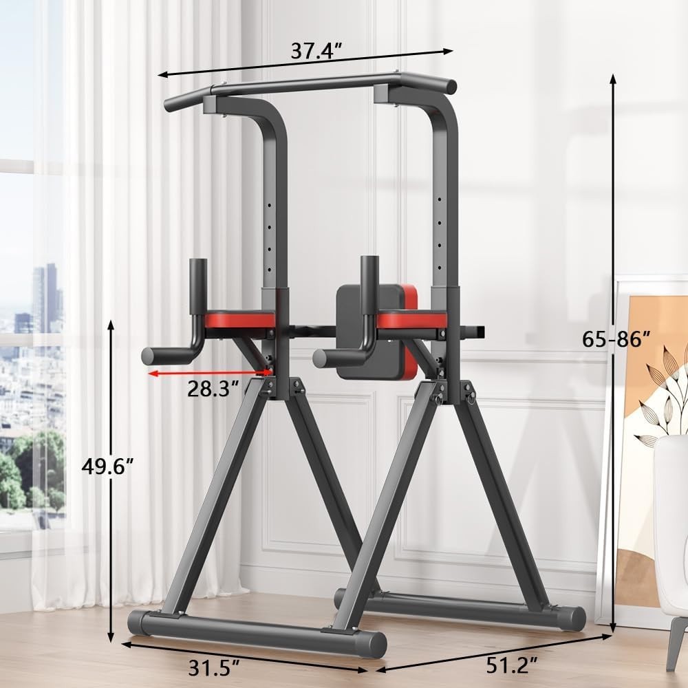 Foldable Power Tower, Adjustable Multifunction Pull up Bar Tower Station, Pullup