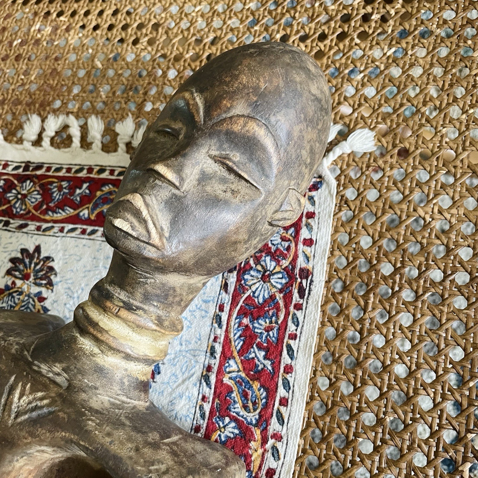 Antique Hand Carved African Woman Man Figural Mancala Game Board Tribal Art