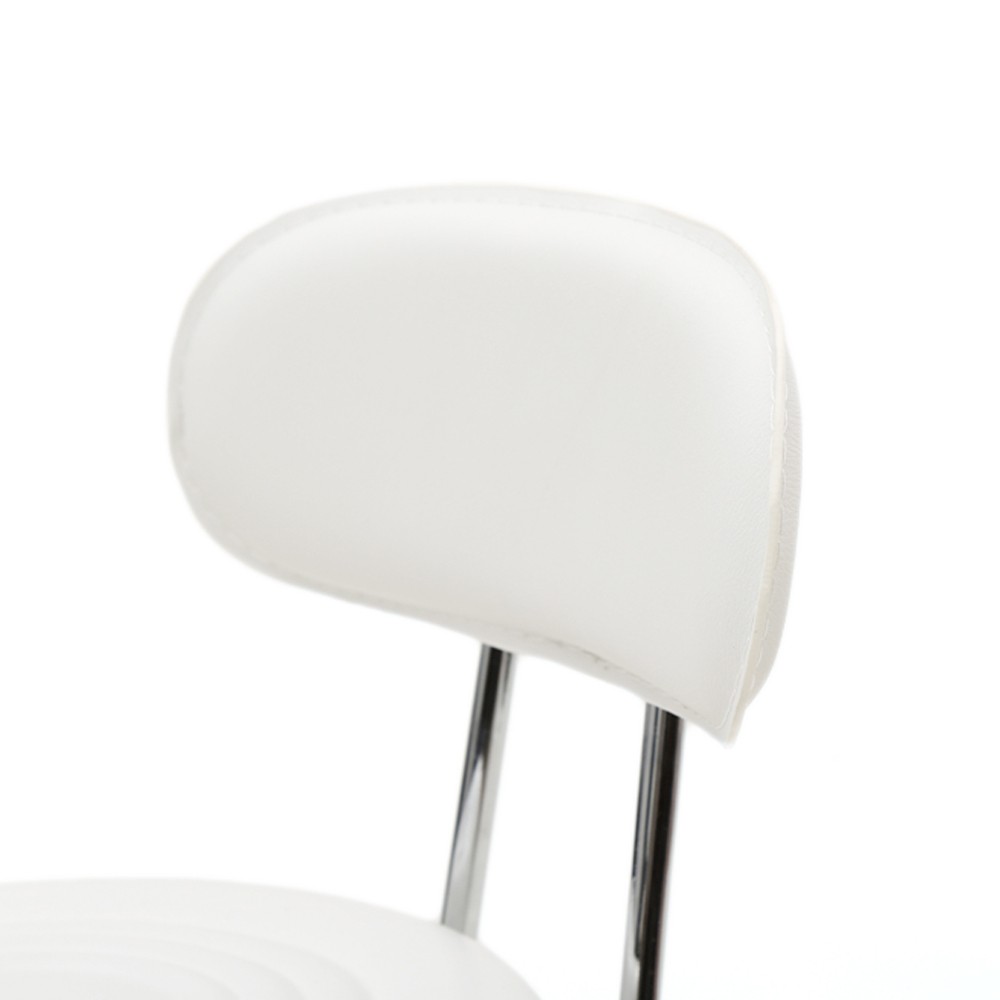Adjustable Salon Stool,360° Swivel,PU Leather,Backrest ,Height Adjustable, White