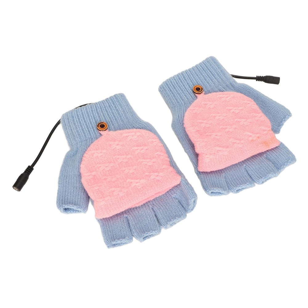 USB Heating Full Finger Half Fingerless Double Sided Heating Soft Hand