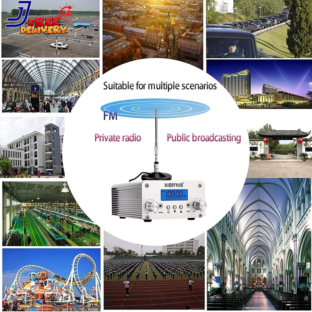 NIORFNIO 15W Fm Transmitter Bluetooth Wireless Stereo Broadcasting Range 87-108m