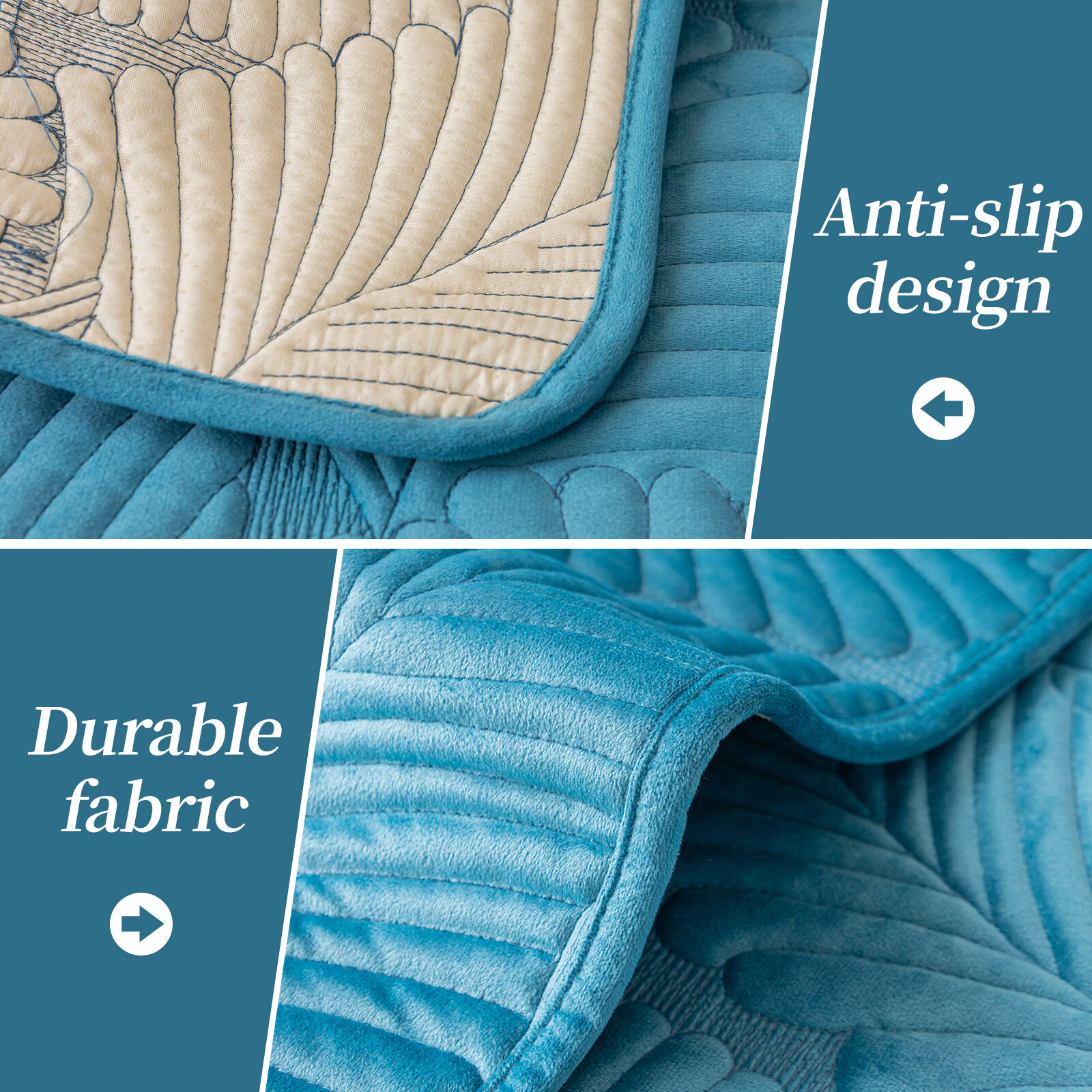 Plush Quilted Sofa Slipcover Sectional Couch Cover Anti Scratch for Pets Kids