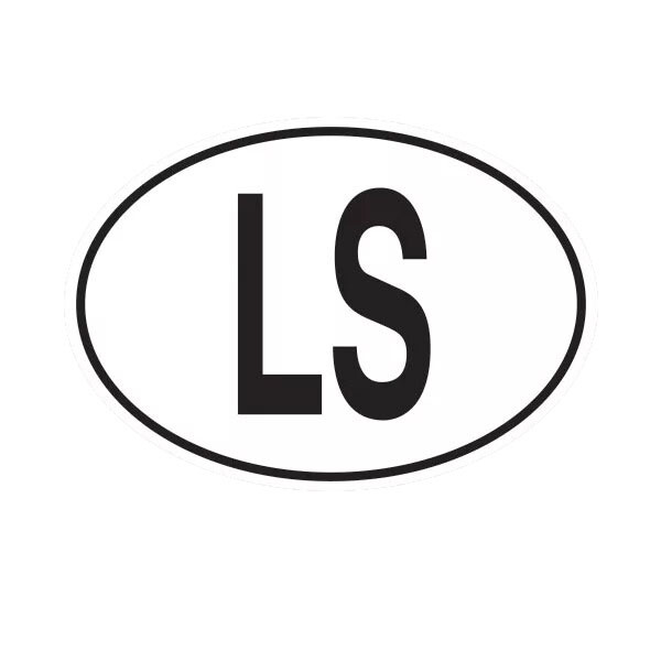 LS Lesotho Country Code Oval Sticker