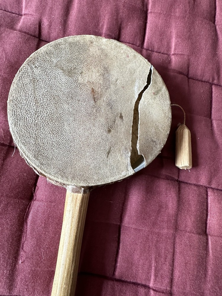 Vintage Monkey Swing Drum Double Sided Hand Drum Native. DAMAGED.