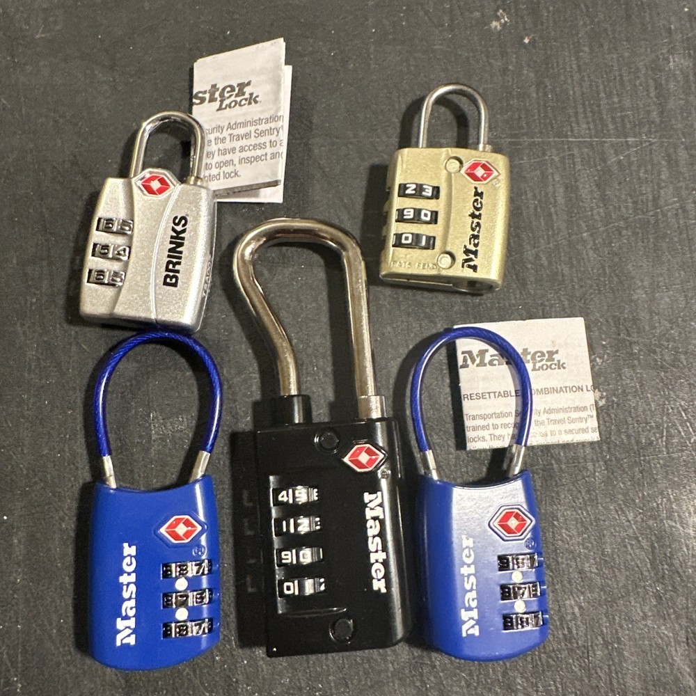 5 TSA Combination Luggage Locks 3~Master 3 #comb,1 Master 4 #&1 Brinks(252)